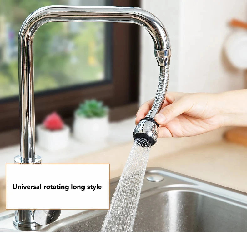 360° Rotating Kitchen Long Faucet Pressure Splash Proof Extended Filtering Foam Kitchen Universal Faucet Dual Mode Spray