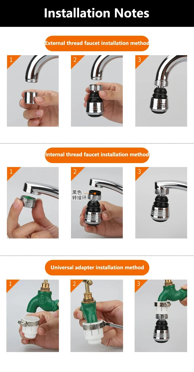 360° Rotating Kitchen Long Faucet Pressure Splash Proof Extended Filtering Foam Kitchen Universal Faucet Dual Mode Spray