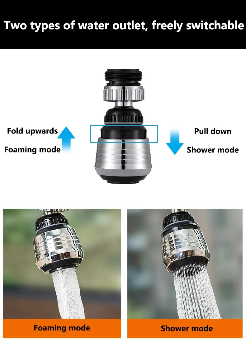 360° Rotating Kitchen Long Faucet Pressure Splash Proof Extended Filtering Foam Kitchen Universal Faucet Dual Mode Spray