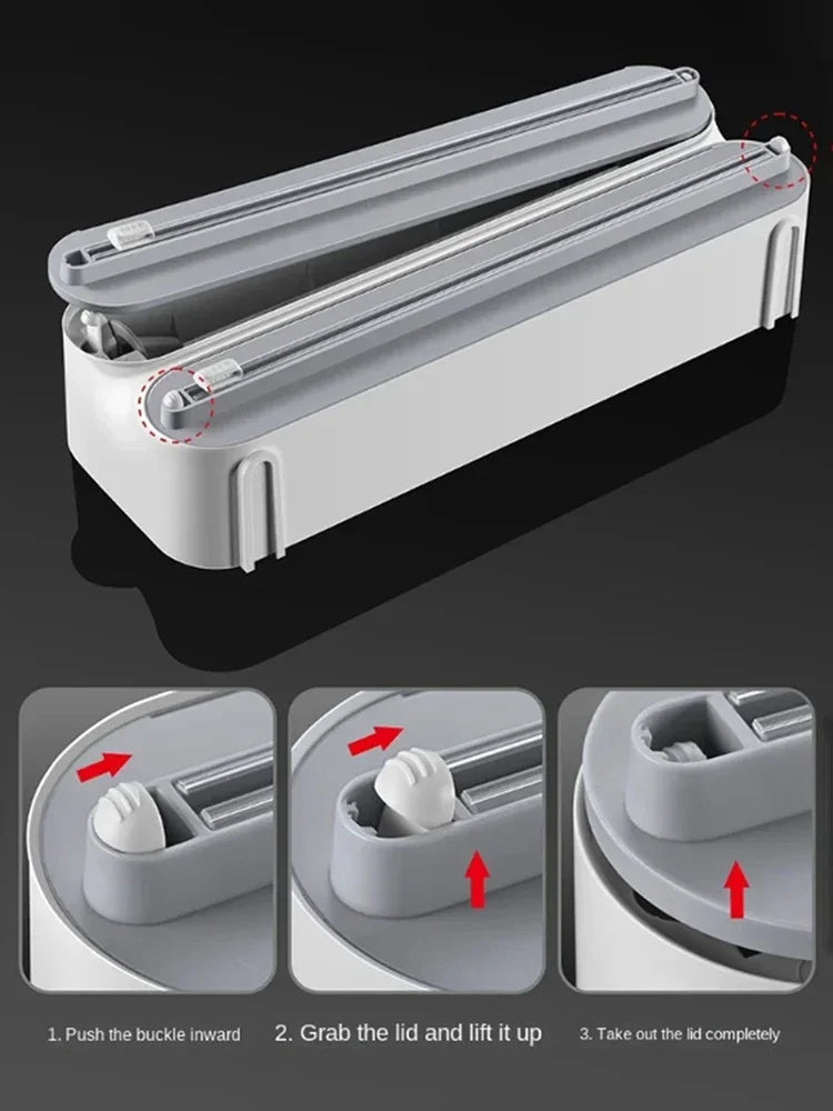 3 In 1 Aluminum Film Wrap Cutter WallMount Paper Towel Holder Cling Film Cutting Holder Plastic Wrap Dispenser Kitchen Organizer