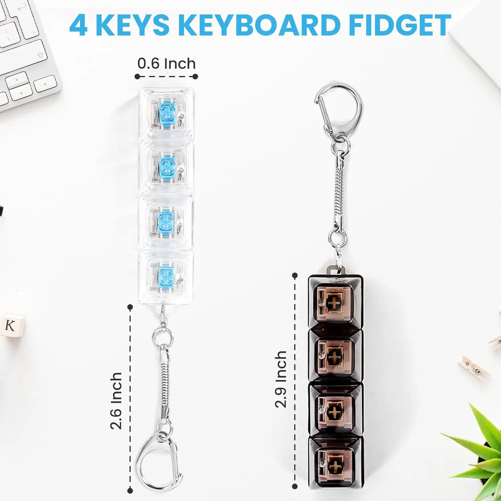 4/9 Keys Illuminated Keyboard Keychain Finger Button Anti Stress Keycap for Office Home Adults Kids Decompression Clicker