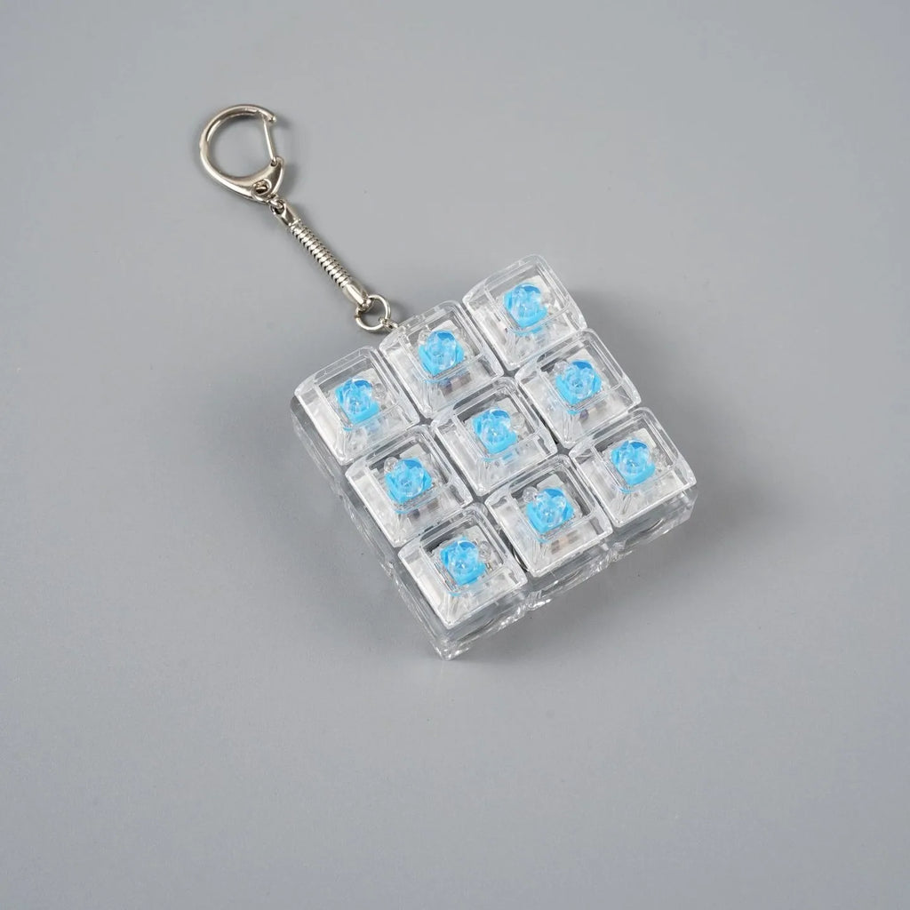 4/9 Keys Illuminated Keyboard Keychain Finger Button Anti Stress Keycap for Office Home Adults Kids Decompression Clicker
