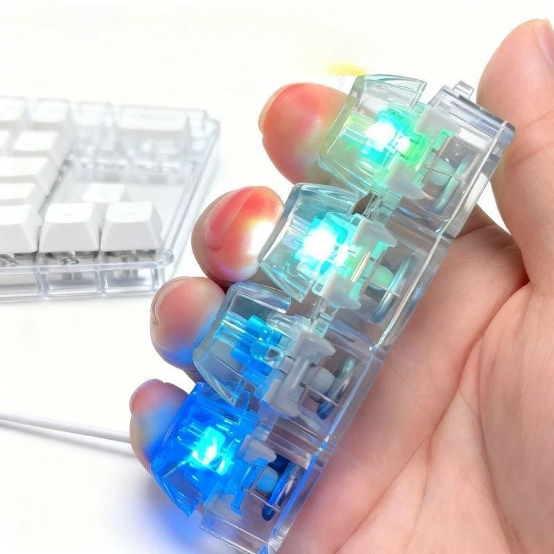 4/9 Keys Illuminated Keyboard Keychain Finger Button Anti Stress Keycap for Office Home Adults Kids Decompression Clicker