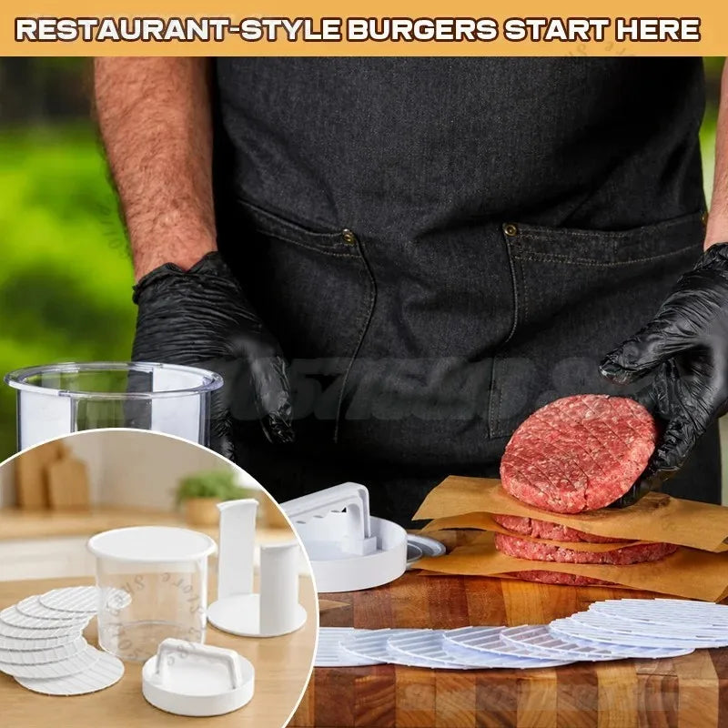 Multi-Layer Burger Patty Maker with Storage Container, Non-Stick Beef Press Mold, Freezable Hamburger Patty Box for BBQ Camping