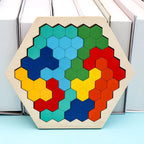 Wooden Blocks Puzzle Brain Teasers Toy Tangram Jigsaw Intelligence Colorful 3D Russian Blocks Montessori Educational
