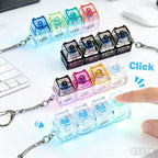 4/9 Keys Illuminated Keyboard Keychain Finger Button Anti Stress Keycap for Office Home Adults Kids Decompression Clicker