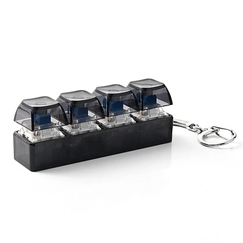 4/9 Keys Illuminated Keyboard Keychain Finger Button Anti Stress Keycap for Office Home Adults Kids Decompression Clicker