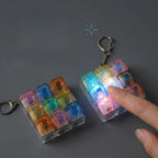 4/9 Keys Illuminated Keyboard Keychain Finger Button Anti Stress Keycap for Office Home Adults Kids Decompression Clicker