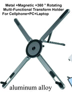 Portable Magnetic Phone Holder & Selfie Stick 3-in-1 Foldable Tripod Stand for iPhone iPad Tablet Laptop Desktop Use