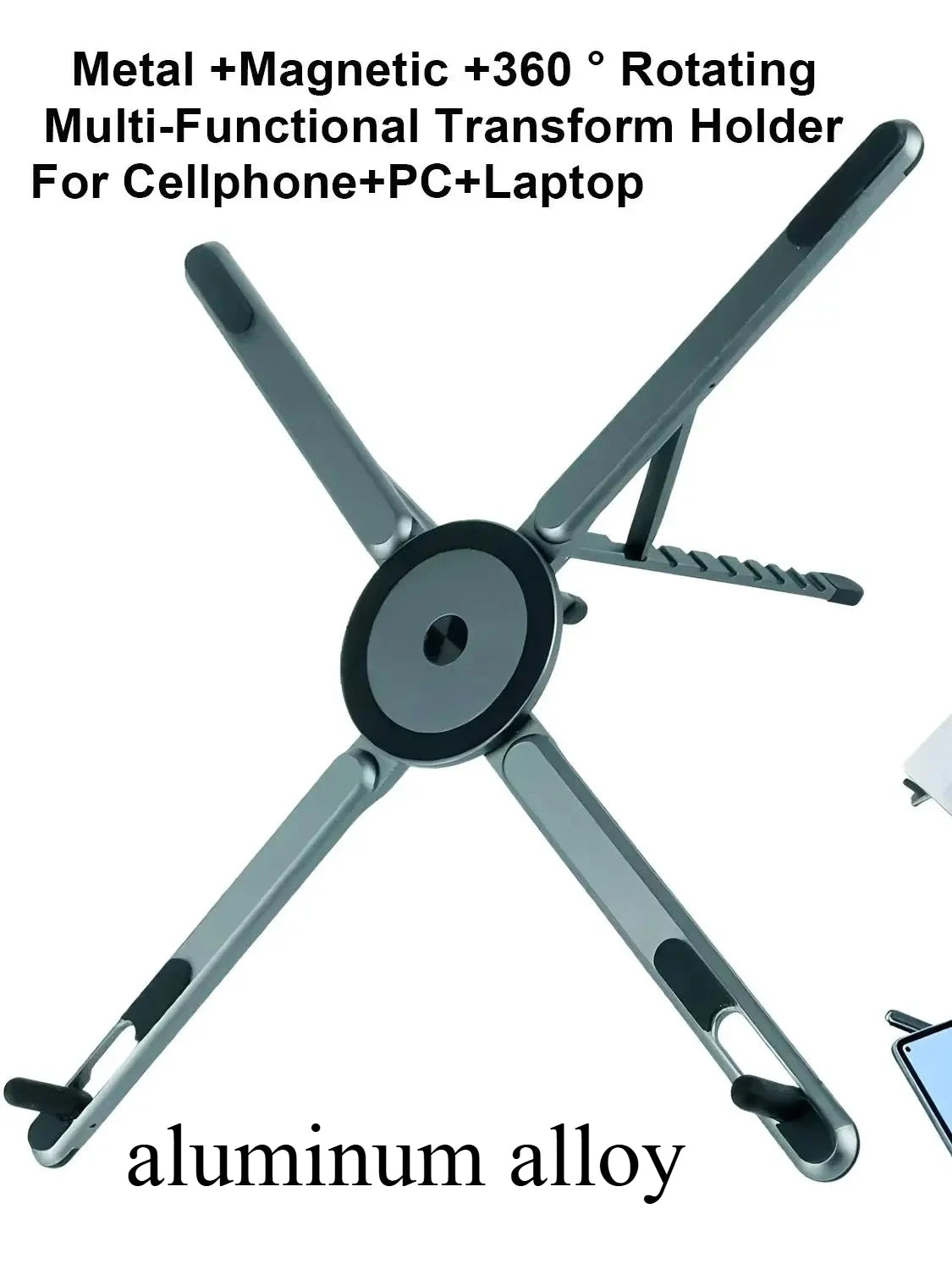 Portable Magnetic Phone Holder & Selfie Stick 3-in-1 Foldable Tripod Stand for iPhone iPad Tablet Laptop Desktop Use