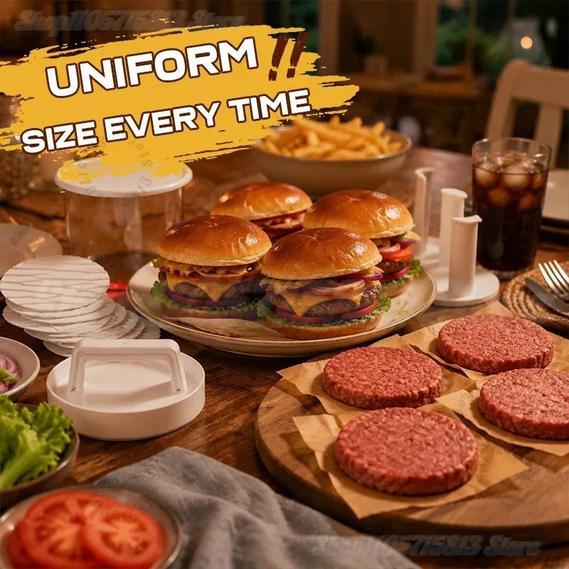 Multi-Layer Burger Patty Maker with Storage Container, Non-Stick Beef Press Mold, Freezable Hamburger Patty Box for BBQ Camping