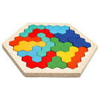 Wooden Blocks Puzzle Brain Teasers Toy Tangram Jigsaw Intelligence Colorful 3D Russian Blocks Montessori Educational
