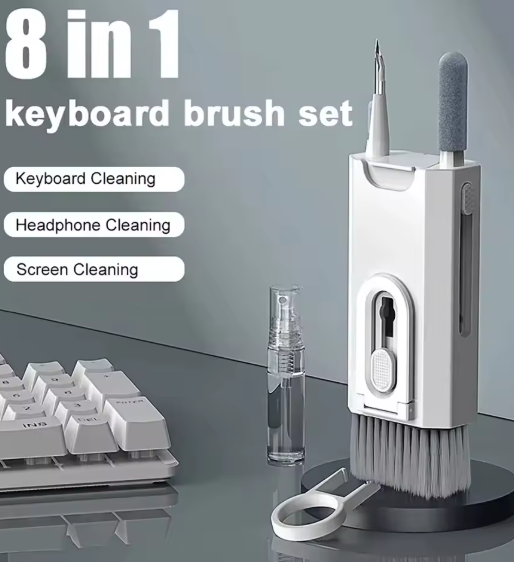 8 in 1 Computer Keyboard Cleaner Kit Brush for Airpods Headset Phone Earphones Cleaning Tool with Keycap Puller