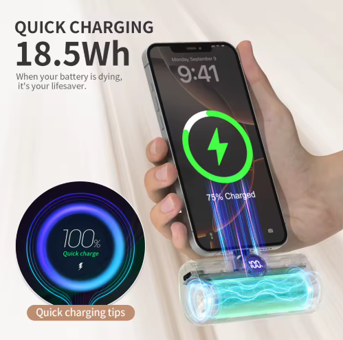 Fast Charging Power Bank Portable Charger External Battery Pack for iPhone Android LED Digital Display 5000mAh Mini Powerbank