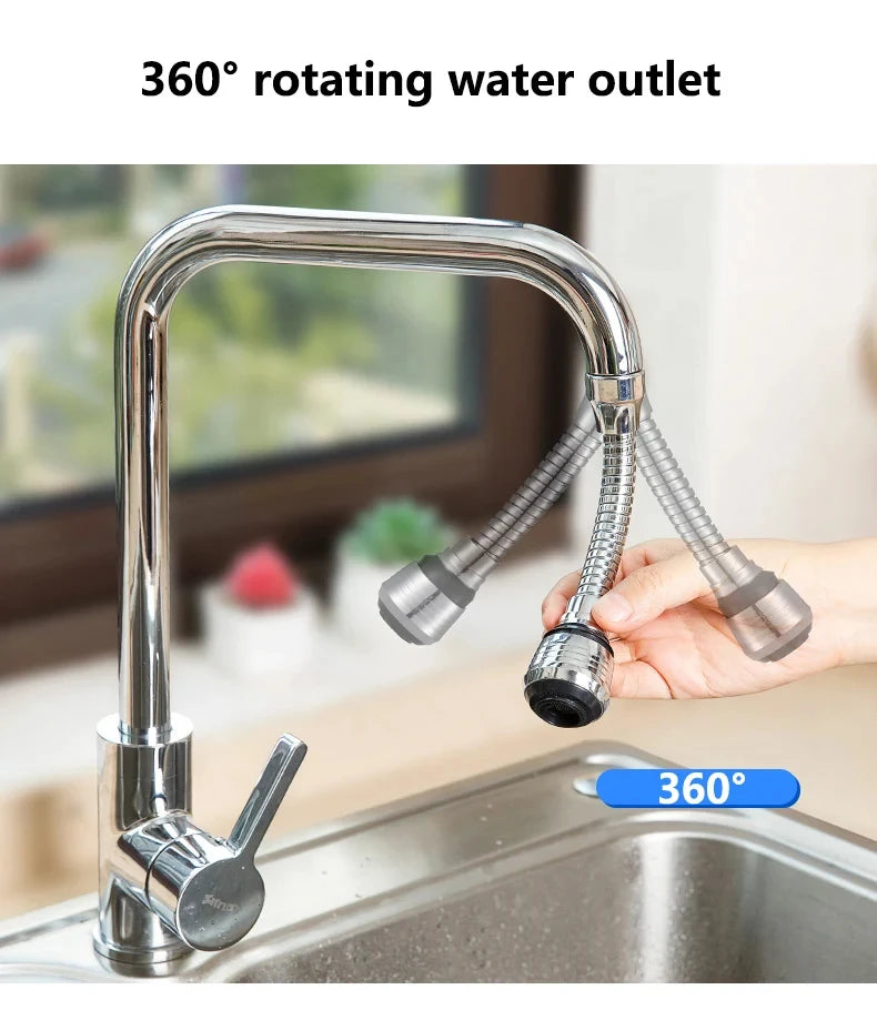 360° Rotating Kitchen Long Faucet Pressure Splash Proof Extended Filtering Foam Kitchen Universal Faucet Dual Mode Spray